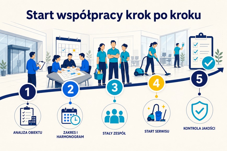 Start współpracy krok po kroku Pięć etapów rozpoczęcia współpracy z firmą sprzątającą