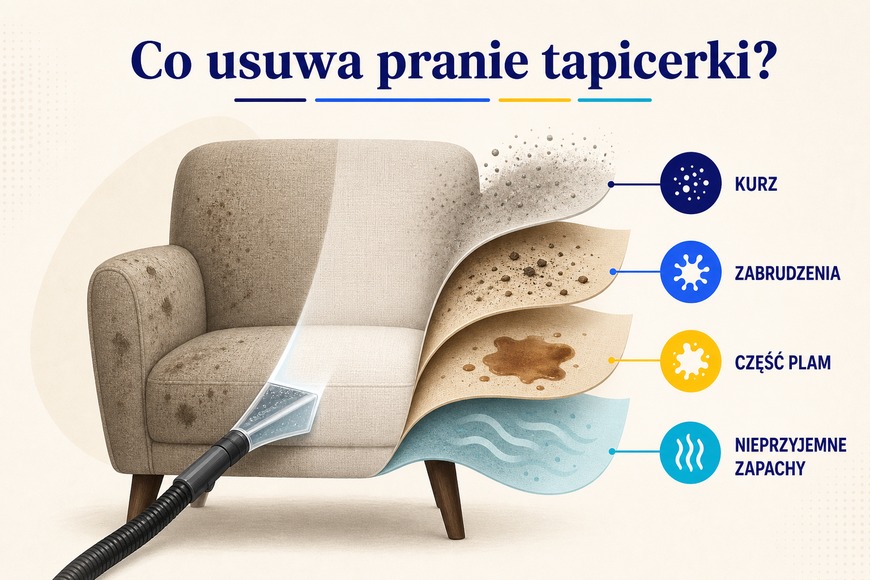 Co usuwa pranie tapicerki Zabrudzenia usuwane podczas profesjonalnego prania tapicerki
