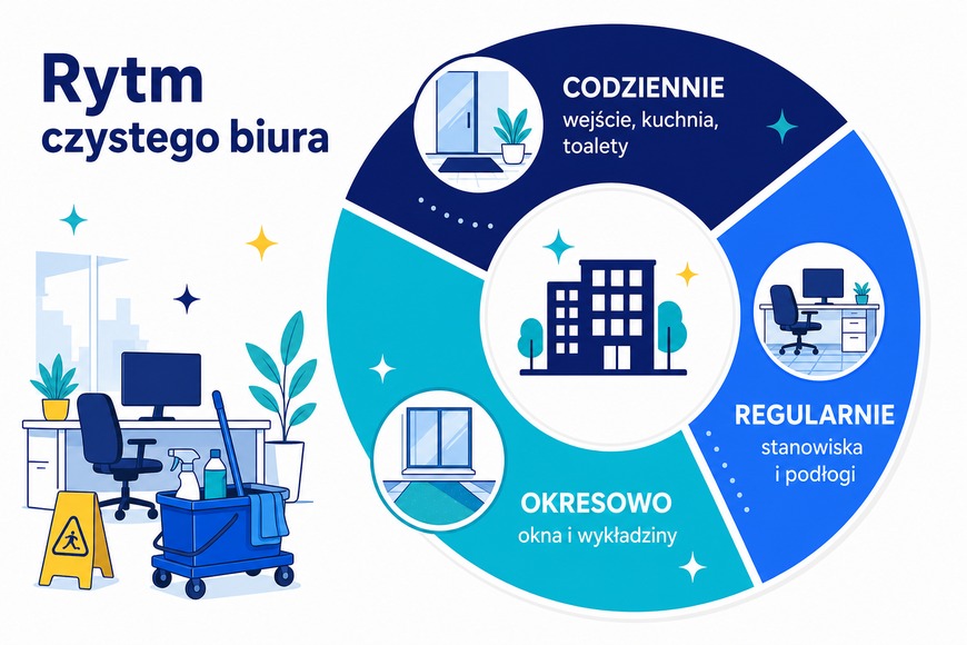 Codzienne, regularne i okresowe zadania w czystym biurze
