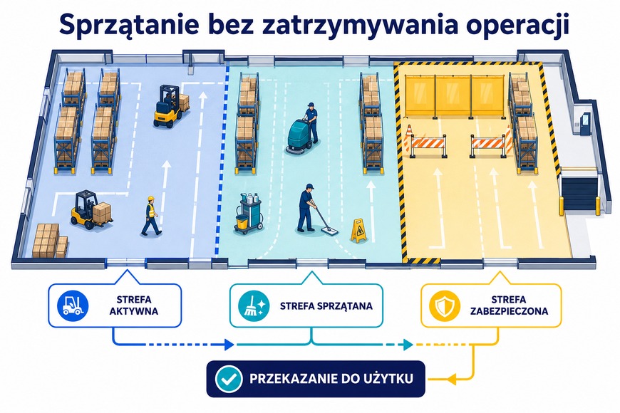 Strefowe sprzątanie magazynu bez zatrzymywania operacji